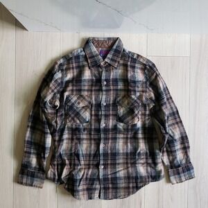 Vintage Ponderosa by Bardon Wool Shirt Mens S Brown Plaid Flannel Shacket Korea